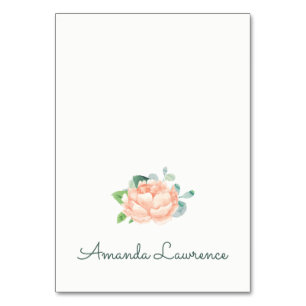 Peach Peony Watercolor Personalized Place Cards