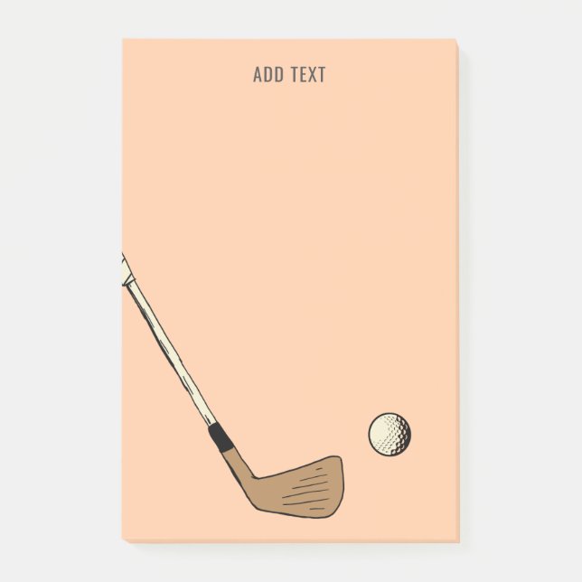 Peach Personalized Modern Vintage Golf  Post-it Notes (Front)