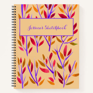 Peach Personalized Sketchbook Watercolor  Notebook