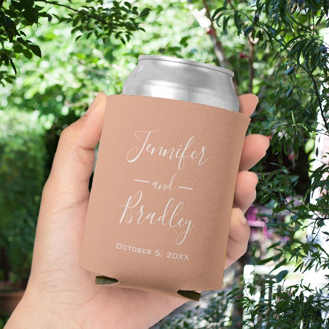 Peach Personalized Wedding Favour Can Cooler (Peach Personalized Wedding Favor Can Coolers)
