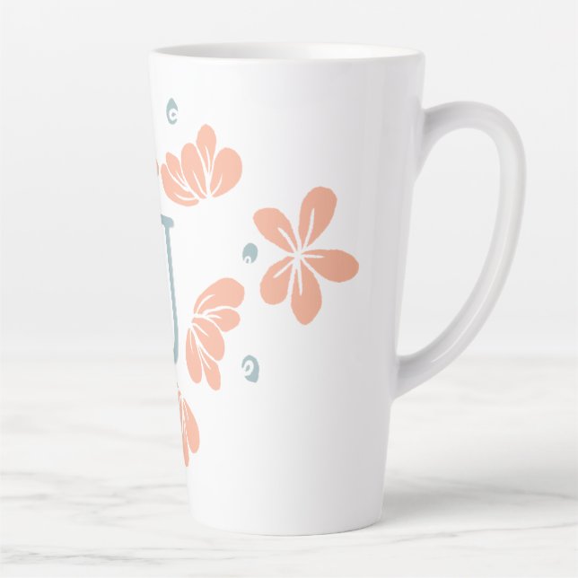 Peach Petal Floral Initial Mug (Right)