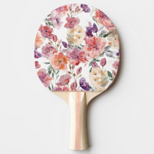 Peach Petals Watercolor Flowers Botanical Blooms Ping Pong Paddle