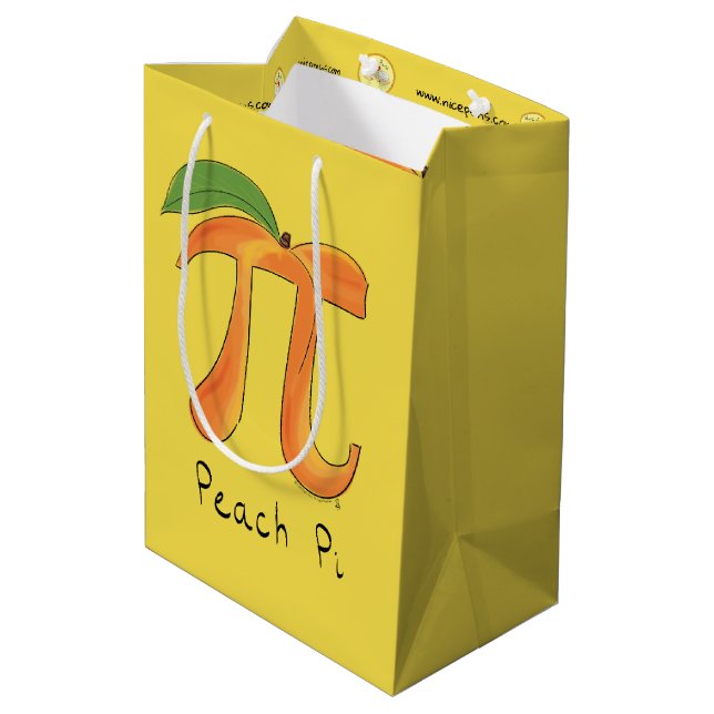 Peach Pi Cute Math Pi Day Party Gift Bag (Back Angled)
