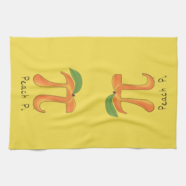 Peach Pi Symbol Math Teacher Kitchen Towel (Horizontal)