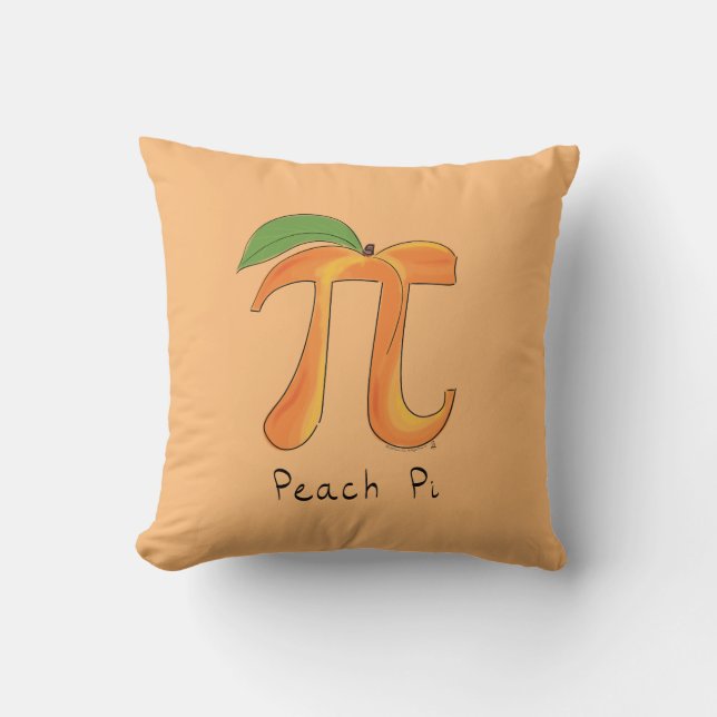 Peach Pi Symbol Math Teacher Throw Pillow (Front)