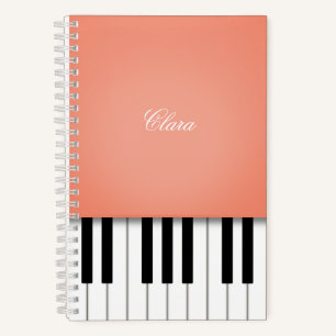 Peach Piano Music Keyboard Personalized Notebook