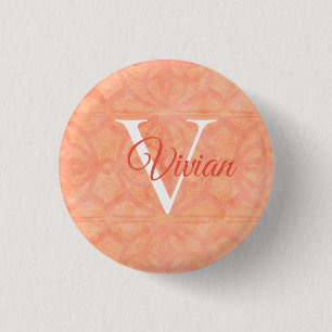 Peach Pink 1 Inch Round Button