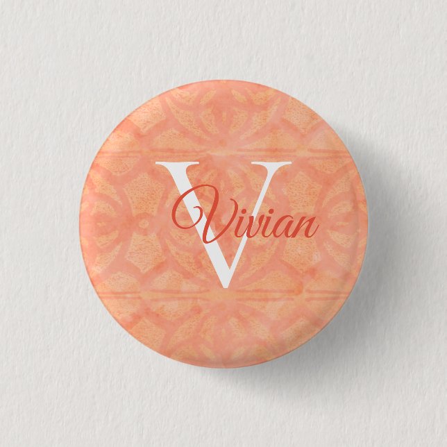 Peach Pink 1 Inch Round Button (Front)