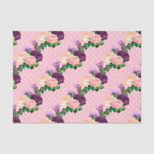 Peach Pink and Lavender Purple Floral Tissue Paper