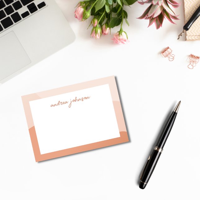 Peach Pink Boho Waves Modern Script Monogram Post-it Notes (Creator Uploaded)