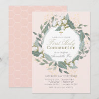 Peach Pink Cotton Wreath First Holy Communion