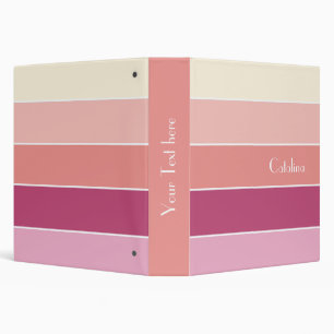 Peach Pink Custom Summer Colour Block Stripes Binder