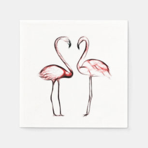 Peach Pink Flamingos Flamingo Chic Trendy Pool Napkin