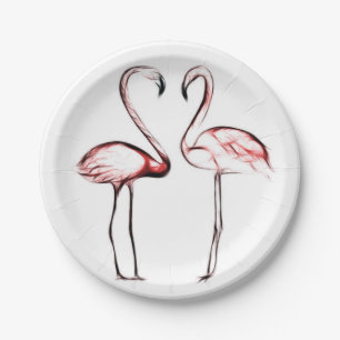 Peach Pink Flamingos Flamingo Chic Trendy Pool Paper Plate