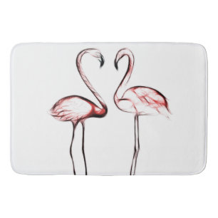 Peach Pink Flamingos Flamingo Tropical Bath Mat