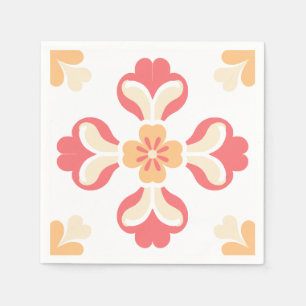 Peach Pink Floral Napkin