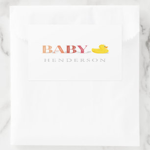 Peach Pink Girl Rubber Duck Baby Shower Favour Sticker