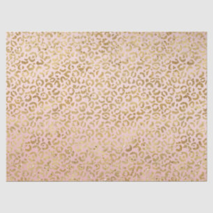 Peach Pink Gold Glitz Sparkle Leopard Print Tissue Paper