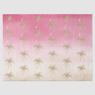 Peach Pink Gold Tropical Palm Trees Tissue Paper