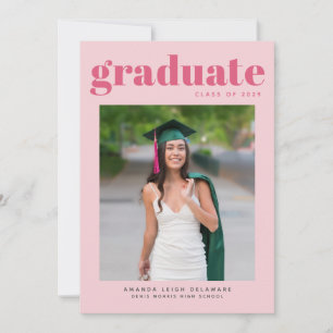 Peach Pink  Graduation Photo Graduation Announcement