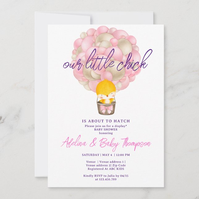 Peach Pink Little Chick About To Hatch Baby Shower Invitation (Front)