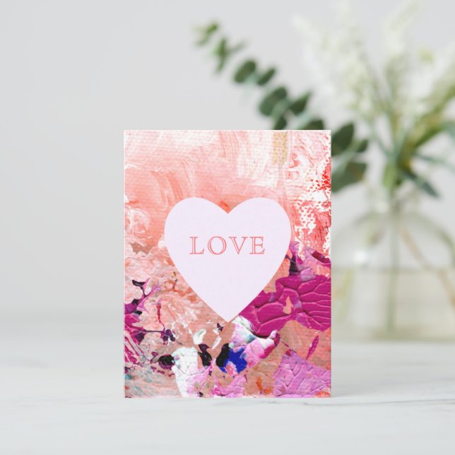 Peach Pink LOVE Candy Heart  Holiday Card (Standing Front)