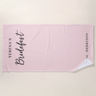 Peach Pink Modern Bachelorette Design Beach Towel