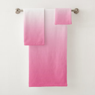 Peach Pink Ombre Gradient Colour Bath Towel Set