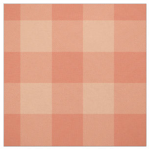 peach pink orange buffalo plaid fabric