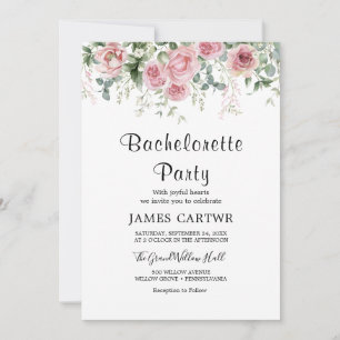 Peach & Pink Peony Bachelorette Party Invitation