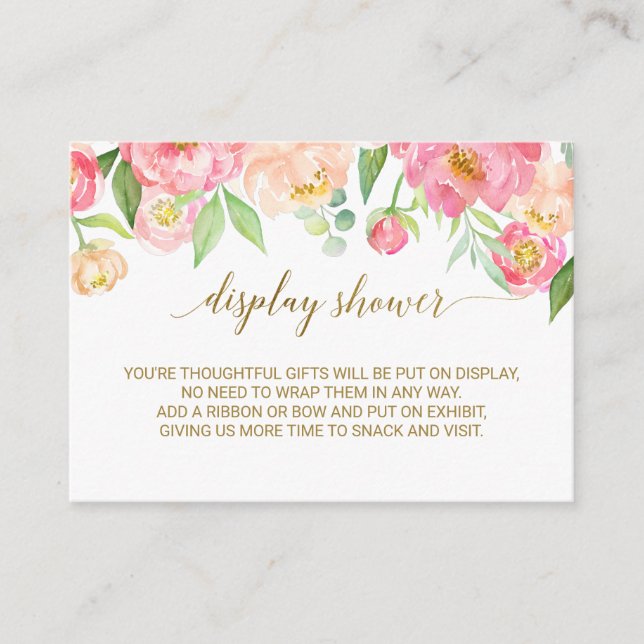 Peach & Pink Peony Display Shower Invite Insert (Front)