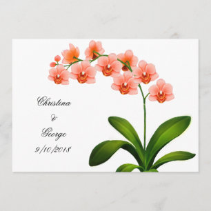 Peach Pink Phalaenopsis Orchids Wedding Invite