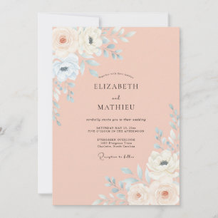 Peach Pink Pristine Spring Wedding Invitation