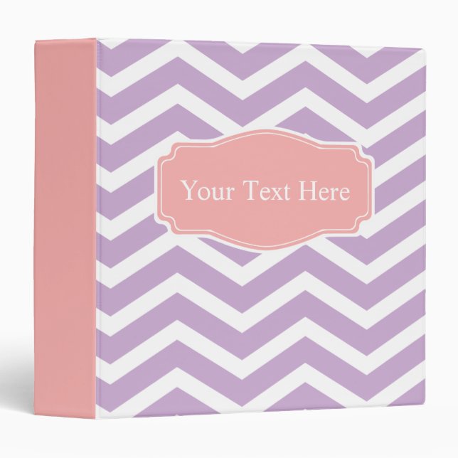 Peach Pink Purple Chevron Custom Binder (Front/Spine)