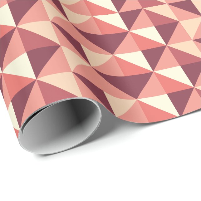 Peach Pink Purple Triangle Geometric  Wrapping Paper (Roll Corner)