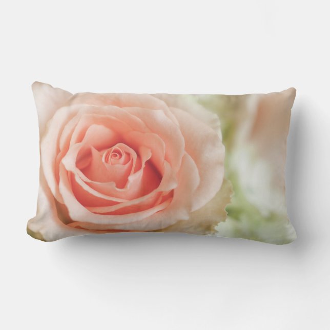 Peach Pink Rose Background Customized Lumbar Pillow (Front)