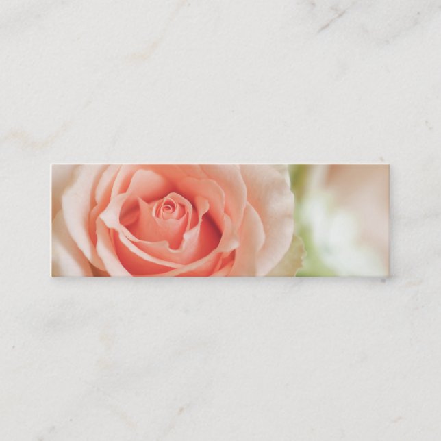 Peach Pink Rose Background Customized Mini Business Card (Front)