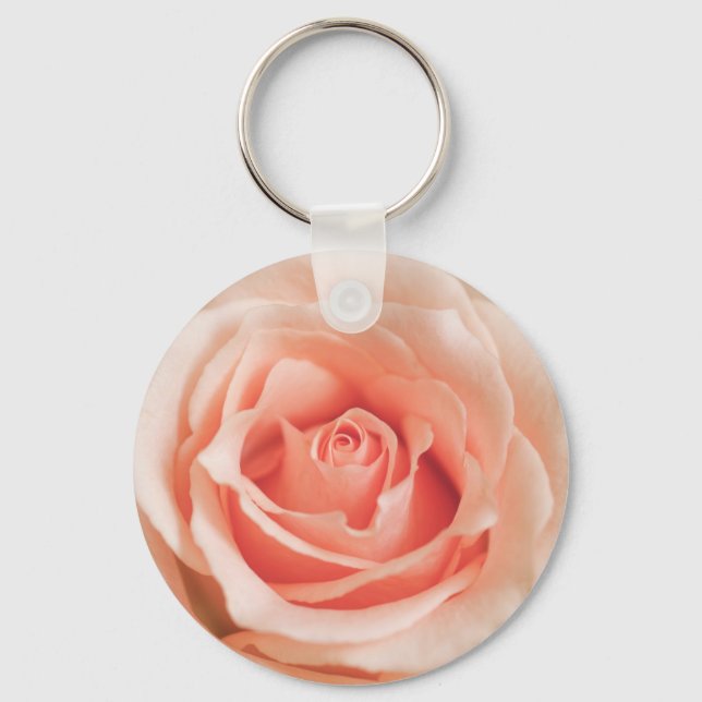 Peach Pink Rose Background Customized Template Keychain (Front)