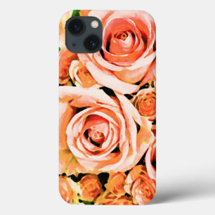 Peach pink rose bouquet iPhone 13 case