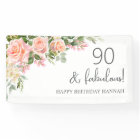 Peach | Pink Rose Floral 90th Birthday 