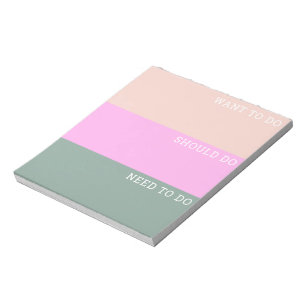 Peach Pink Sage Colour Block Striped To Do List Notepad