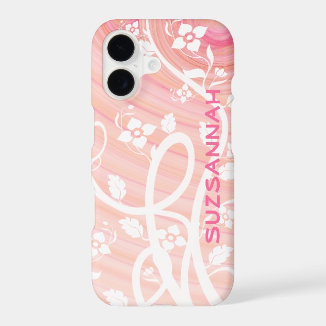 Peach Pink Spirals Filigree Flowers Template (Back)