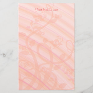 Peach Pink Spirals Flowers Personalized Template Stationery