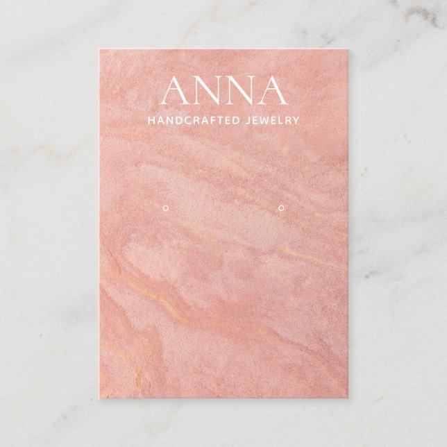 Peach Pink Stone  Earring Display Business Card (Front)