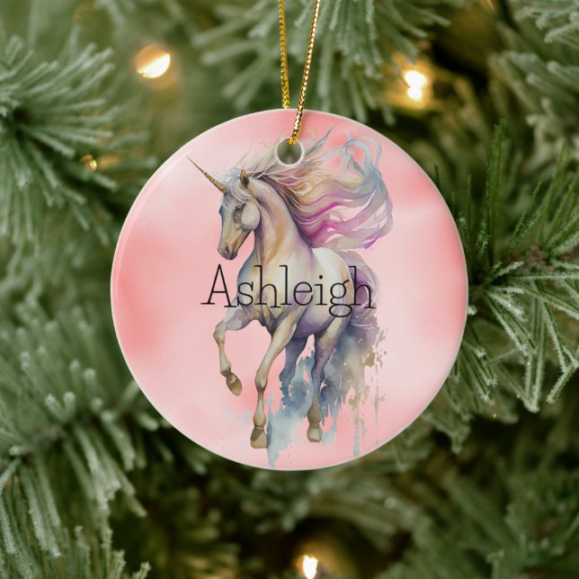 Peach Pink Unicorn Dream  Ceramic Ornament (Tree)
