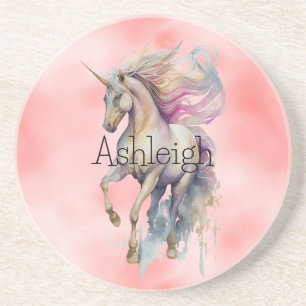 Peach Pink Unicorn Dream  Coaster