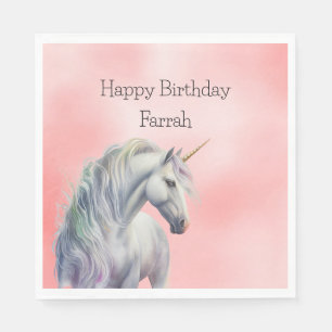 Peach Pink Unicorn Dream Napkin