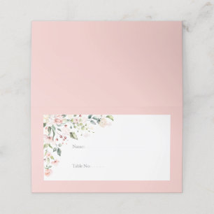 Peach Pink Watercolor Floral Reception Place Card