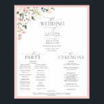 Peach Pink Watercolor Floral Wedding Program Poster<br><div class="desc">Designed to coordinate with our Elegant Peach Pink Watercolor Floral Wedding Invitation Collection, this elegant, formal wedding program features all the details normally included in a brochure style program, but in a larger, poster size to display at the entrance of the wedding ceremony. DESIGNER'S NOTE: This is a tricky design...</div>