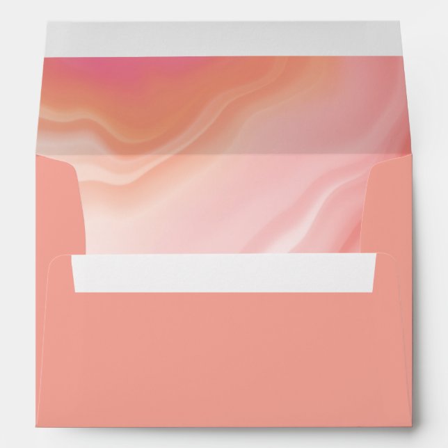 Peach Pink Watercolor Peekaboo Envelope w/Address  (Back (Bottom))